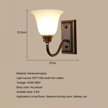 Sophie Country Glass Wall Lamp E27 Single Head Hallway Light