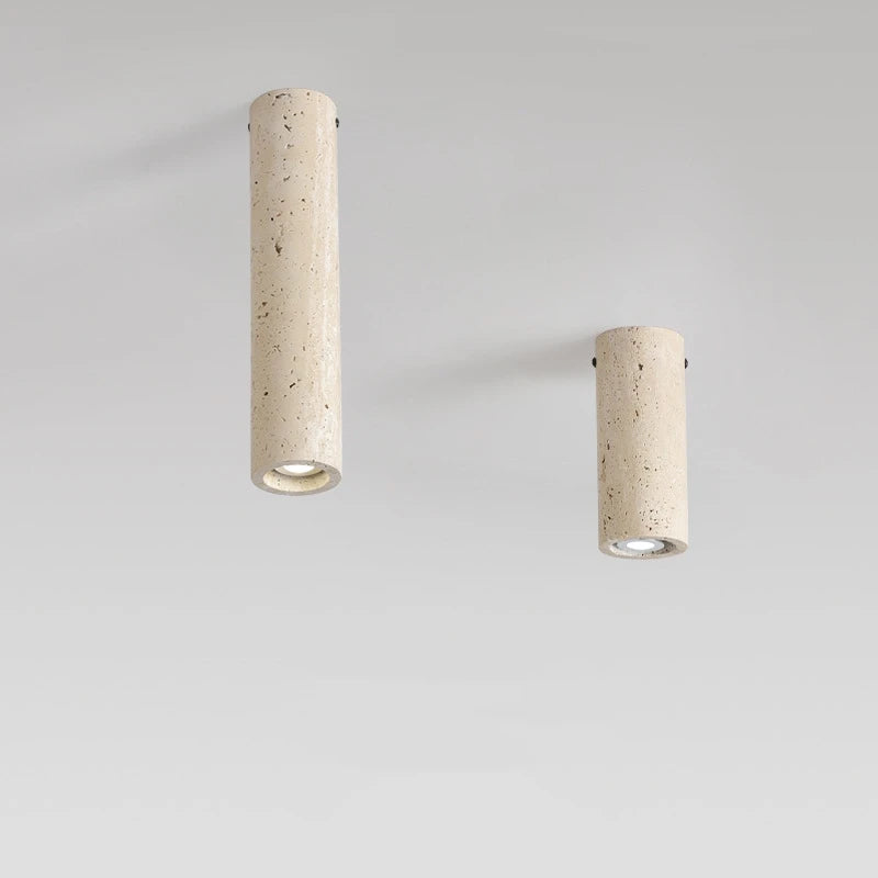 Camille Cylindrical Travertine Stone E27 Ceiling Downlight