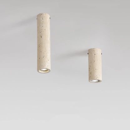Camille Cylindrical Travertine Stone E27 Ceiling Downlight