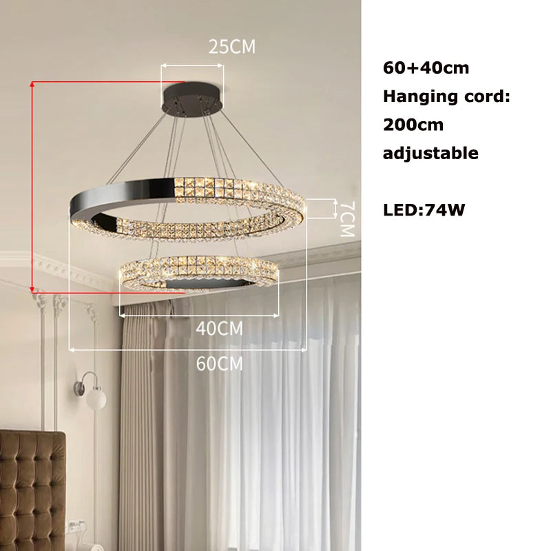 Sophie Scandinavian Crystal Chandelier Black Steel Ceiling Light