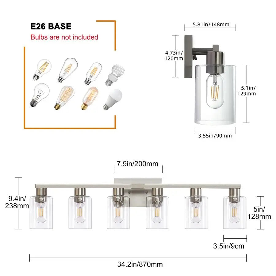 Sophie 6-Light Brushed Nickel Vanity Mirror Wall Light Fixture