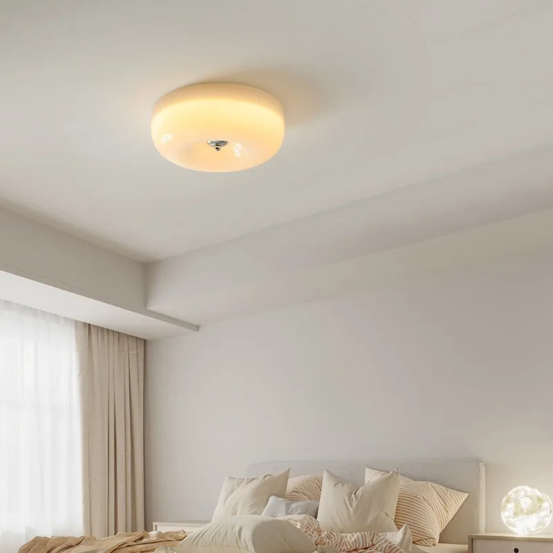 Camille French Beige Glass Downlight Ceiling Lamp Aisle Bedroom