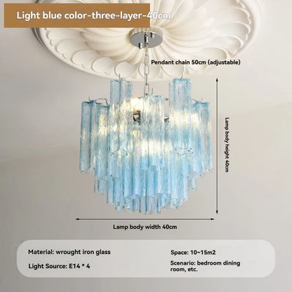 Camille Murano Glass Round Crystal Pendant Light Vintage Ceiling Lamp