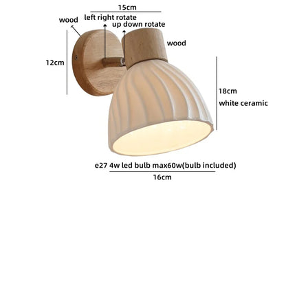 Camille White Ceramic LED Wall Lamp Switch E27 Nordic