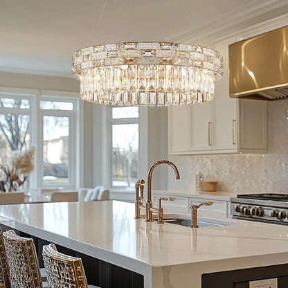 Luxury Circular Crystal Pendant Chandelier for Dining and Living Room