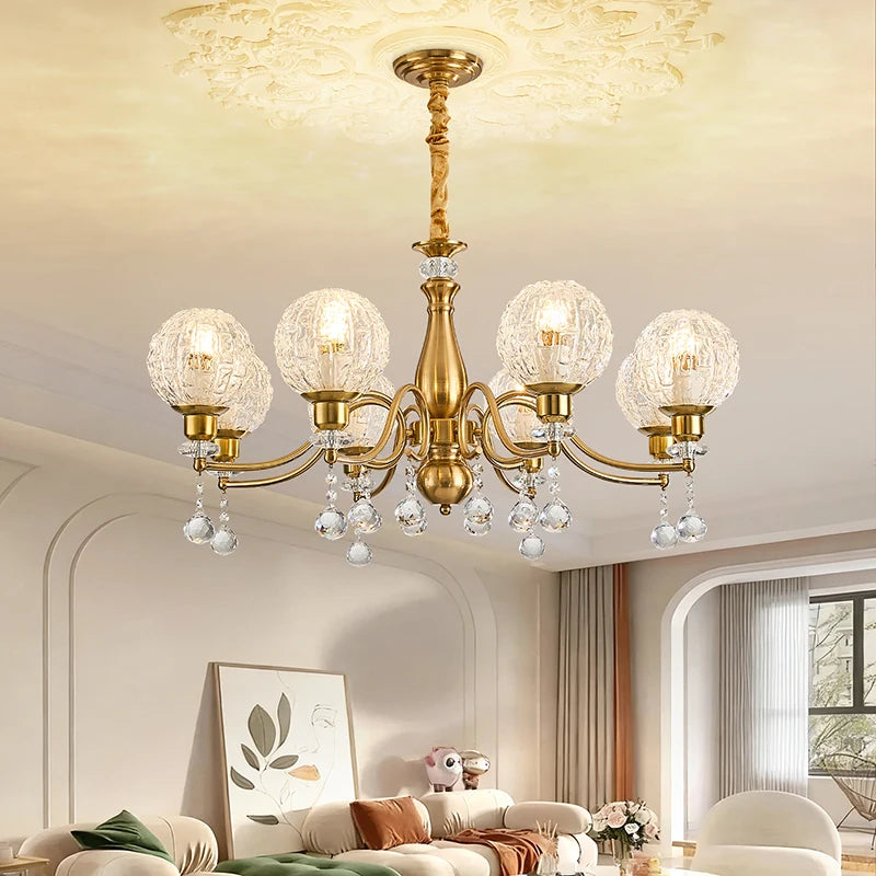 Élise French Crystal Minimalist Glass Flush Chandelier