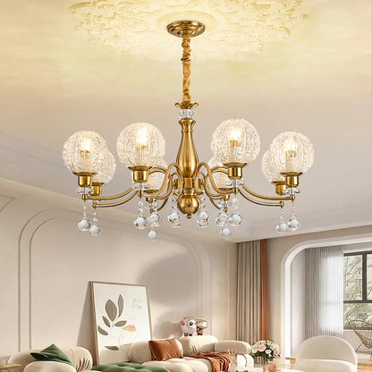 Élise French Crystal Minimalist Glass Flush Chandelier