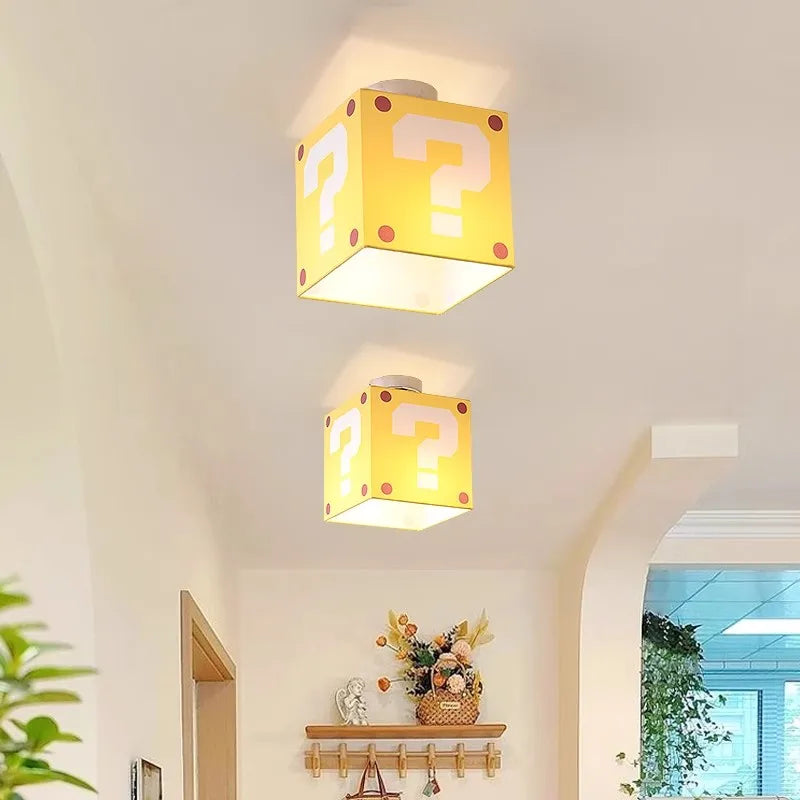 Sophie Yellow Question Mark Kids Ceiling Lamp Creative Bedroom Light