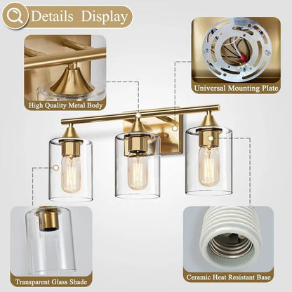 Juliette 3-Light Brushed Gold Vanity Wall Sconce Fixture
