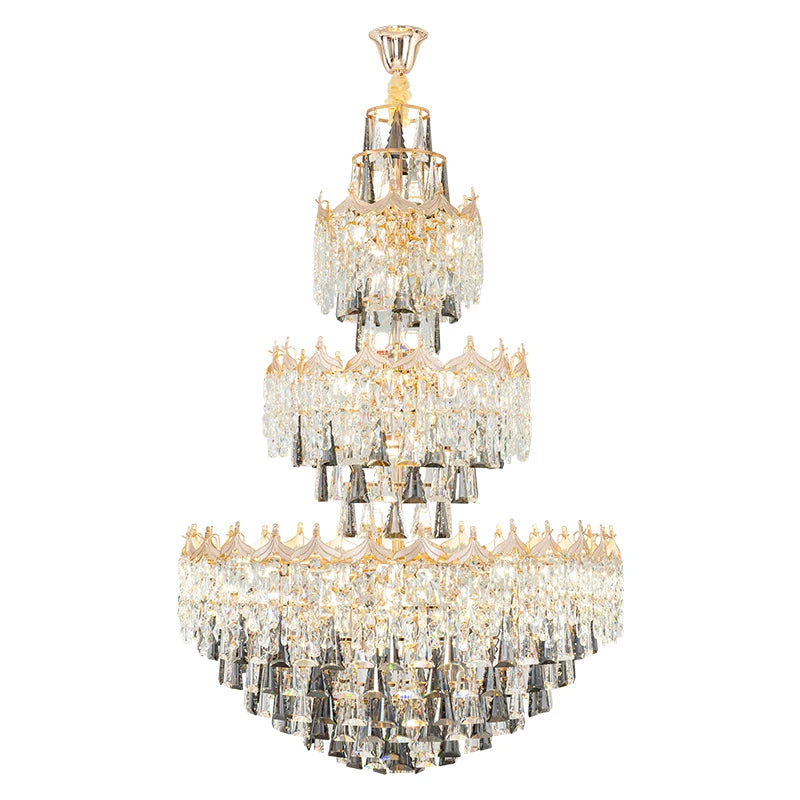 Isabelle Luxury Duplex Crystal Tall Chandelier Villa Hall Light