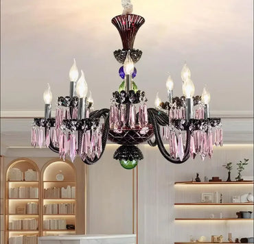 Decora Colorful Crystal Chandeliers Modern LED Pendant Lamp For Living Room E14 AC lustres de sala de cristal Home Decoration