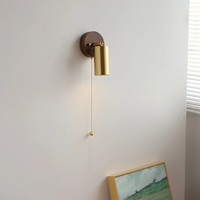 Camille Gold Copper Walnut LED Wall Lamp Japan Style