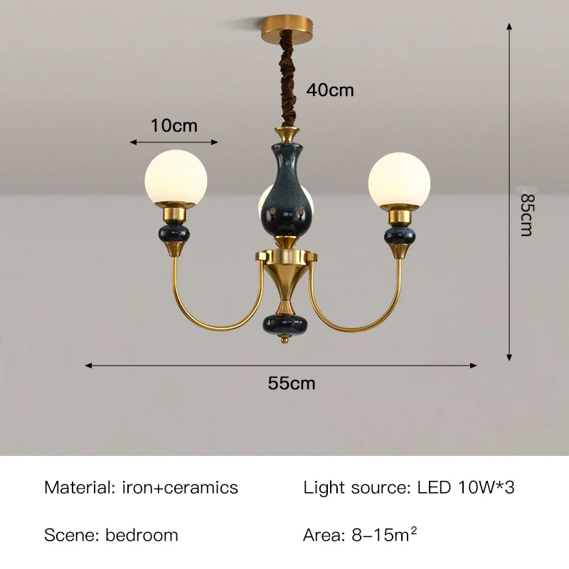 Geneviève Retro Gold Ceramic Chandelier