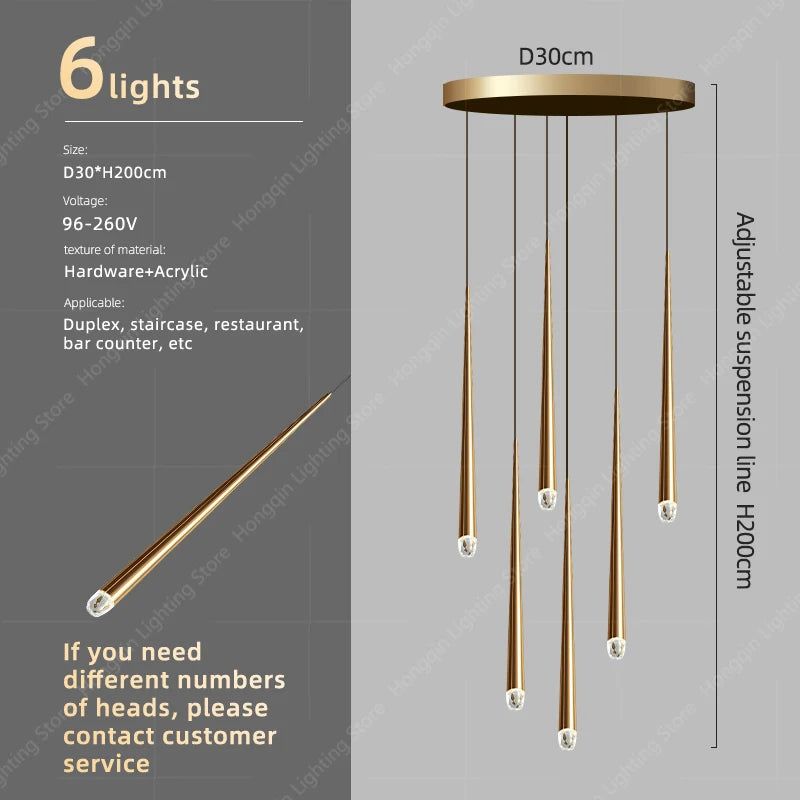 Clémence Modern High Ceiling Staircase Chandelier