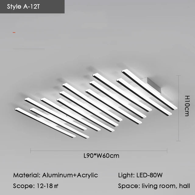 Élodie Minimalist Black Line LED Ceiling Chandelier Adjustable