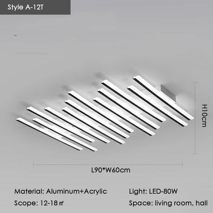 Élodie Minimalist Black Line LED Ceiling Chandelier Adjustable