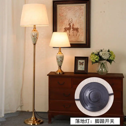 Élise European Retro Flower Ceramic LED Floor Lamp