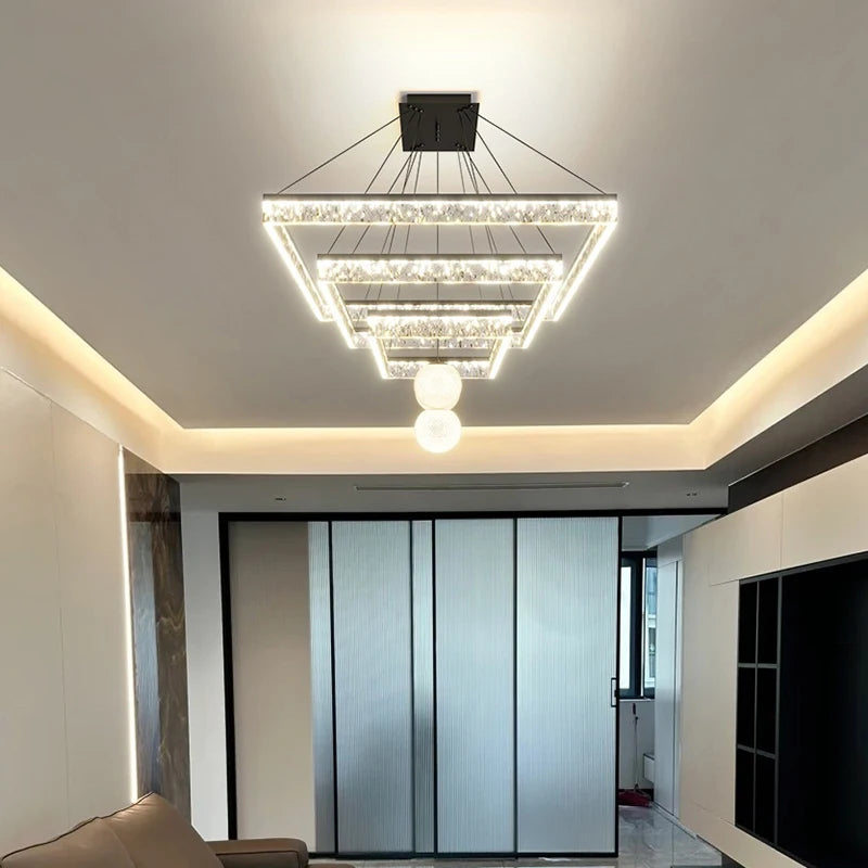 Modern LED Linear Pendant Chandelier – Minimalist Acrylic Ceiling Light for Living Room