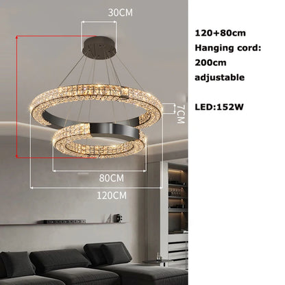 Sophie Scandinavian Crystal Chandelier Black Steel Ceiling Light