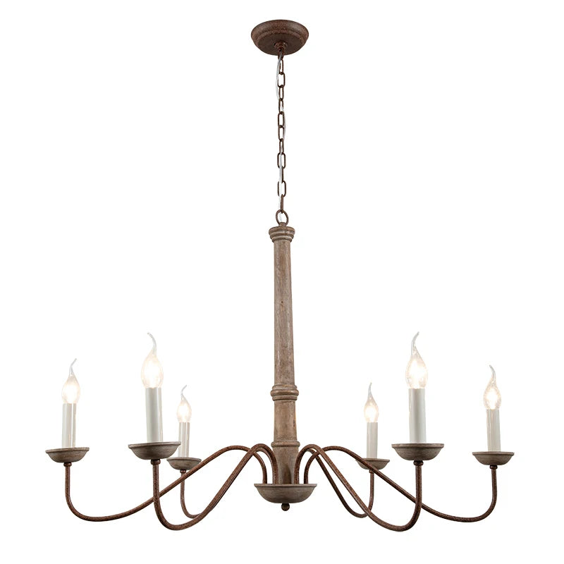 Amélie Rustic Solid Wood Chandelier for Dining & Living Rooms