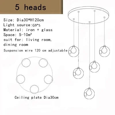 Aurélie Nordic Double Glass LED Ceiling Chandelier