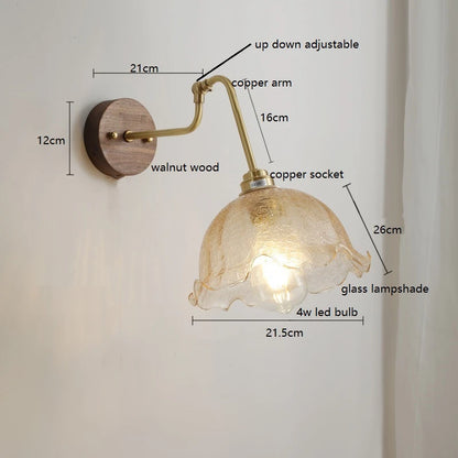Camille Adjustable Fabric Wall Lamp with Copper Arm