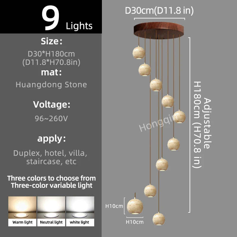 Élise Luxury Stone Staircase Pendant Chandelier