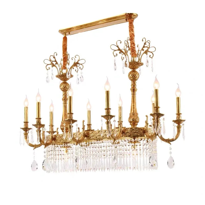 European Copper Crystal Chandelier 10-Light Pendant