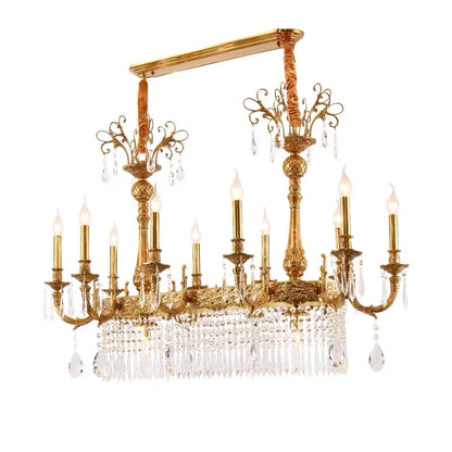 European Copper Crystal Chandelier 10-Light Pendant