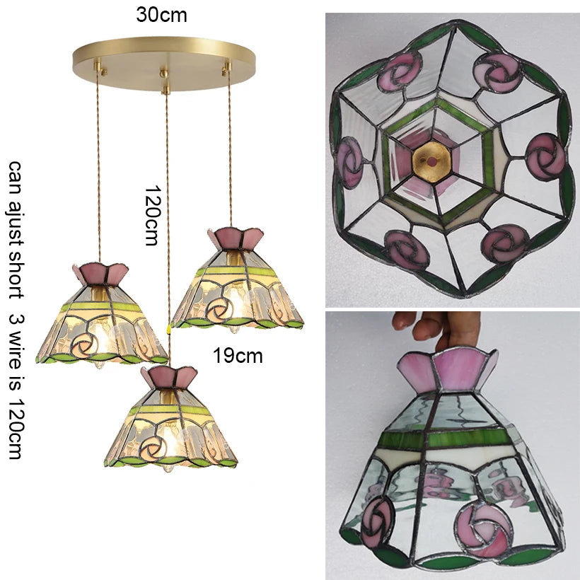 Camille Retro Colorful Glass Pendant Chandelier E27 Light