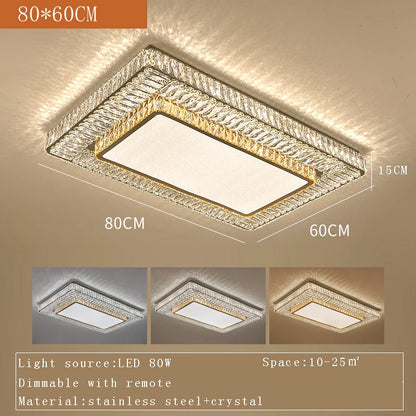 Isabella Luxury Gold Crystal LED Ceiling Light with Remote