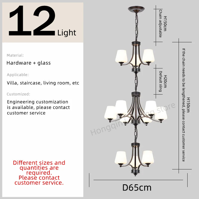 Isabelle Nordic Glass Stair Pendant Chandelier