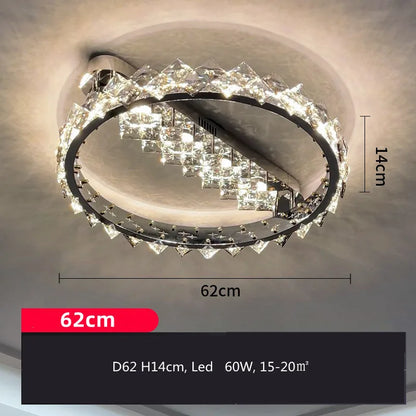 Sophie Modern Chrome Crystal Ring LED Ceiling Lamp Foyer Light