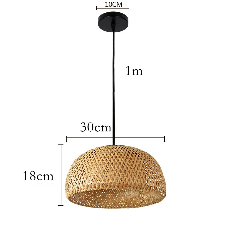 Élise Bamboo Hand-Knitted Pendant Lamp E27 Japanese Style Light