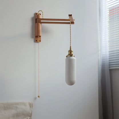 Élise Ceramic Wood Wall Lamp for Bedside & Bathroom