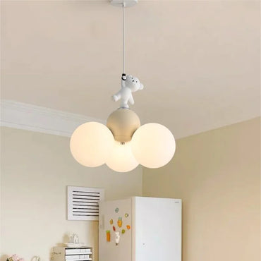 Élodie Cream Cartoon Balloon Bear Kids Ceiling Chandelier Bedroom Pendant Light