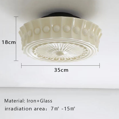 Léonie Cream Glass Hanging Ceiling Light with Chain
