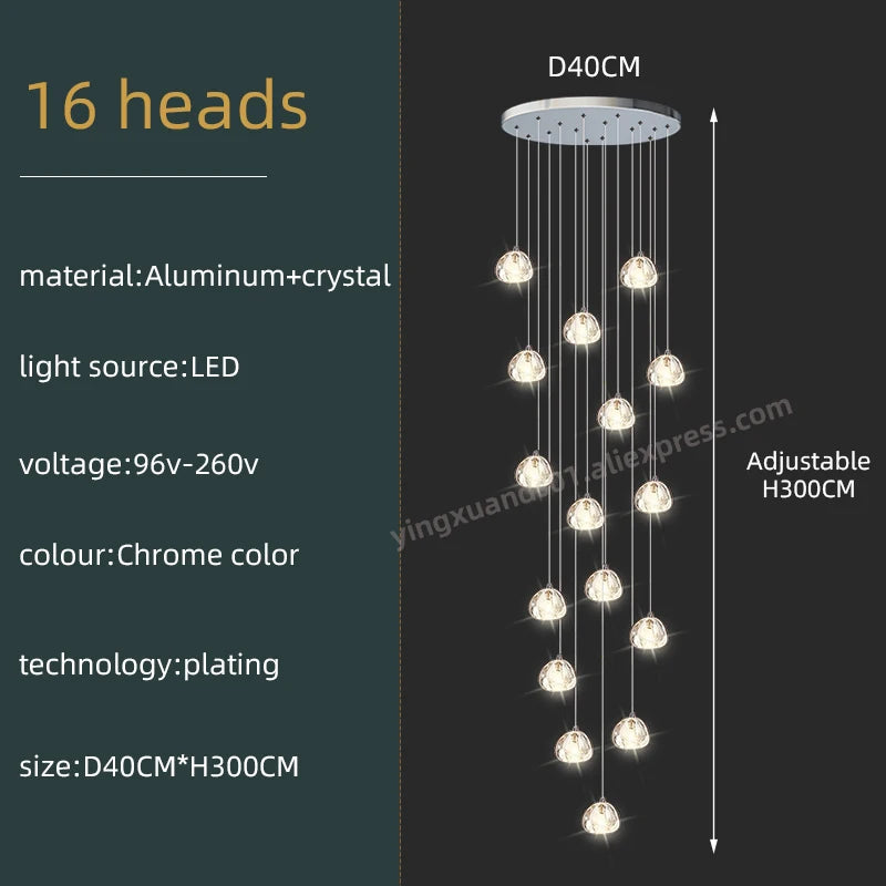 Seraphine Crystal Spiral Staircase Chandelier for Luxury Loft Interiors