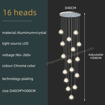 Seraphine Crystal Spiral Staircase Chandelier for Luxury Loft Interiors