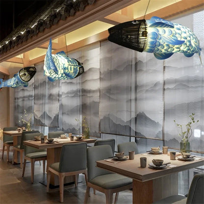 Koi Artisan Bamboo Fish Pendant Light