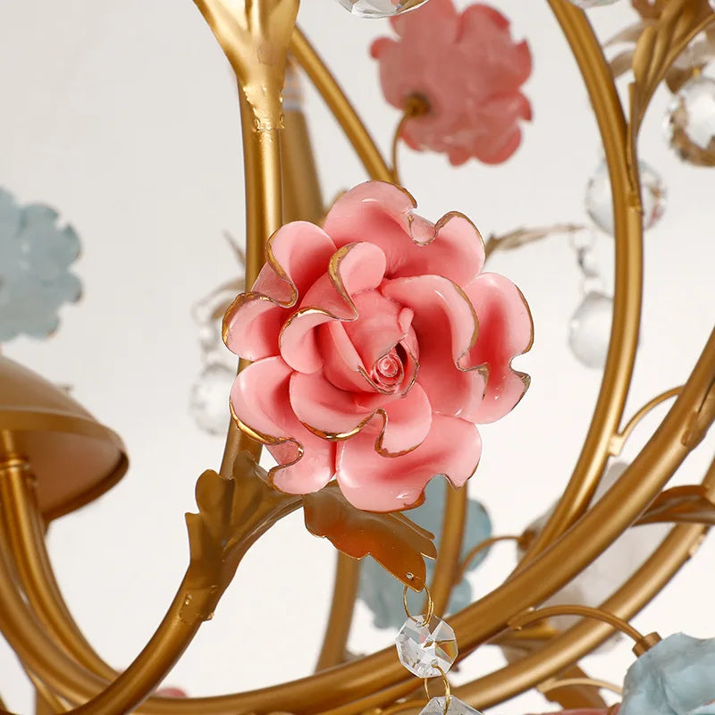 Sophie Multicolor Floral Crystal LED Chandelier Dining Room Light