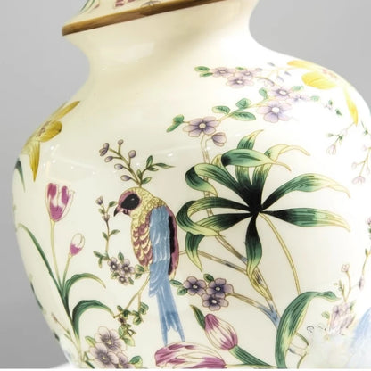 Flower and Bird Ceramic LED Floor Lamp for Bedroom and Living Room