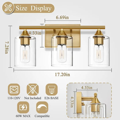Juliette 3-Light Brushed Gold Vanity Wall Sconce Fixture