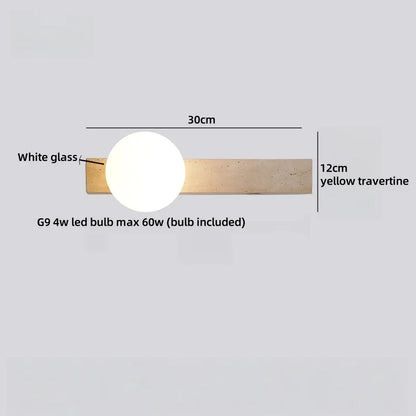 Élodie Travertine Glass Wall Sconce Lamp