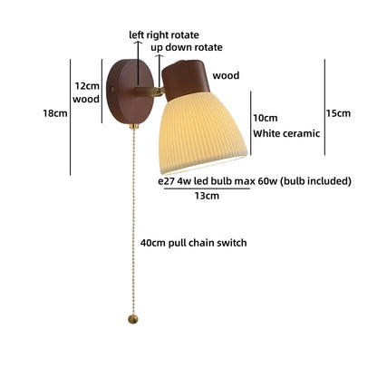 Élodie White Ceramic Iron LED Wall Lamp Switch Nordic