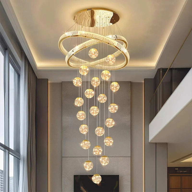 Aurielle Crystal Cascade Spiral Staircase Chandelier