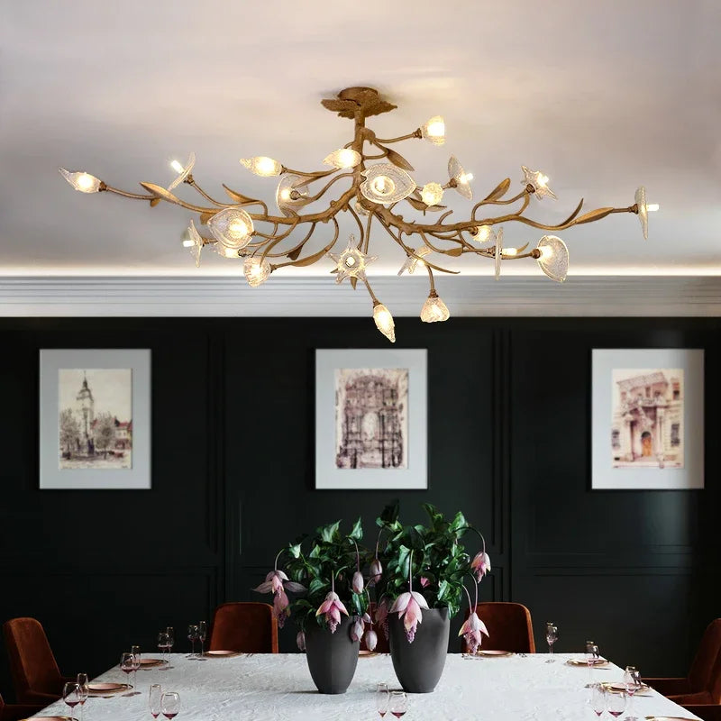 Élise Postmodern Copper Crystal Flower Chandelier Ceiling Light