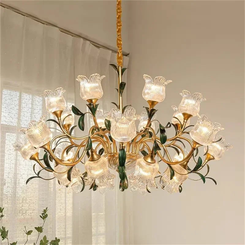 Évelyne Floral Glass Chandelier for Luxury Dining & Lobby Spaces