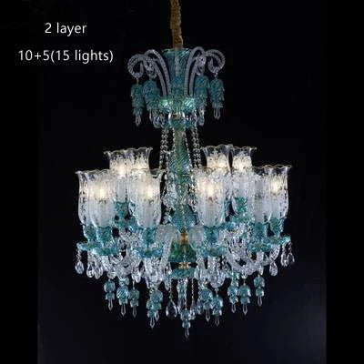 Long Clear Glass Chandelier for Living Room and Study Room