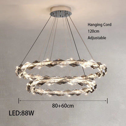 Élodie 2025 Modern Ring Crystal LED Dimmable Ceiling Chandelier Silver Decor Light